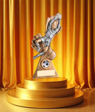 Crystal Effect Gold & Silver Star Football Trophy