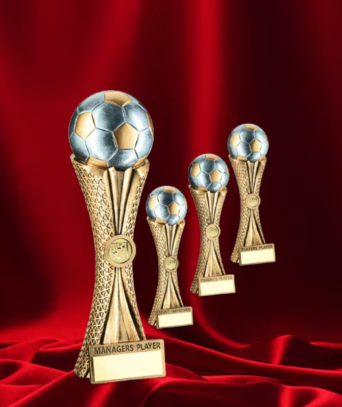 Crystal Effect Gold & Silver Footballer with Trophy