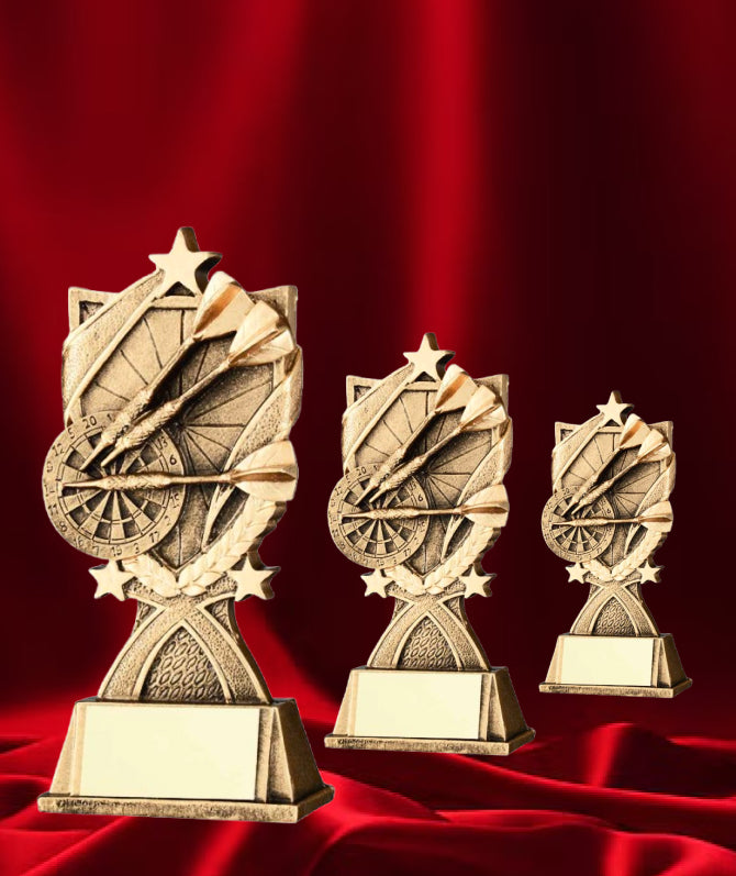 Crystal Effect Gold Dart and Stars Trophy