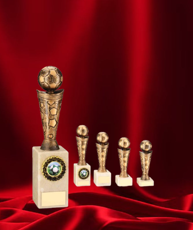 Crystal Effect Gold & Black Male Footballer Trophy