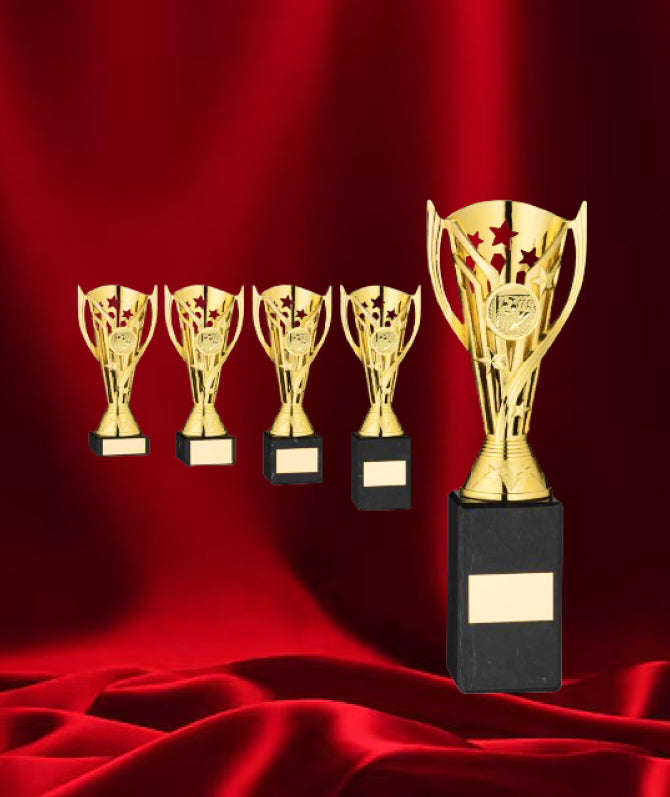 Crystal Effect Gold & Black Female Footballer Trophy
