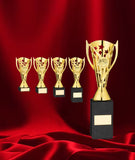 Crystal Effect Gold & Black Female Footballer Trophy