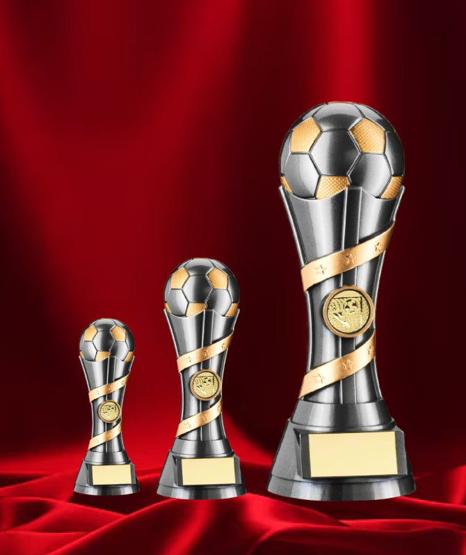 Crystal Effect Gold & Silver Winged Footballer Trophy