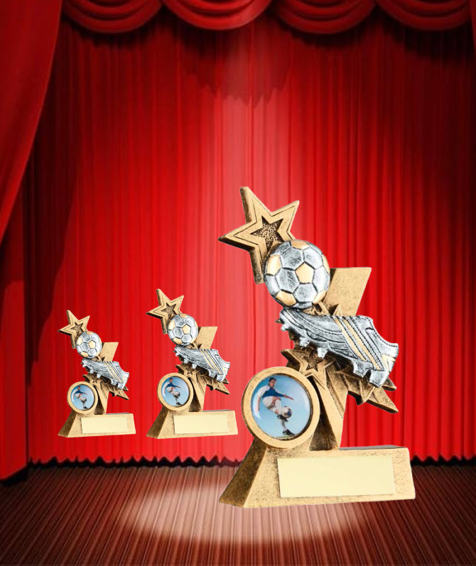 Crystal Effect Gold & Silver Dynamic Football Trophy