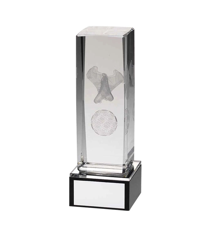 3D Soccer Cleat & Ball Crystal Column