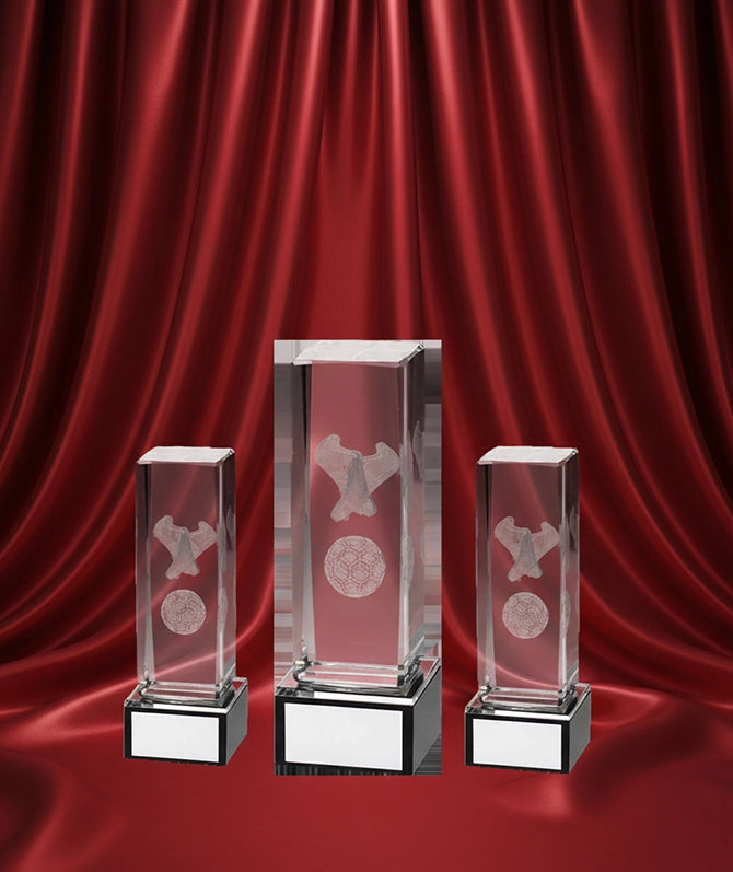 3D Soccer Cleat & Ball Crystal Column